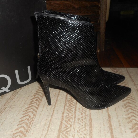 Black snakeskin python ankle boots, size 8 - Picture 2 of 7